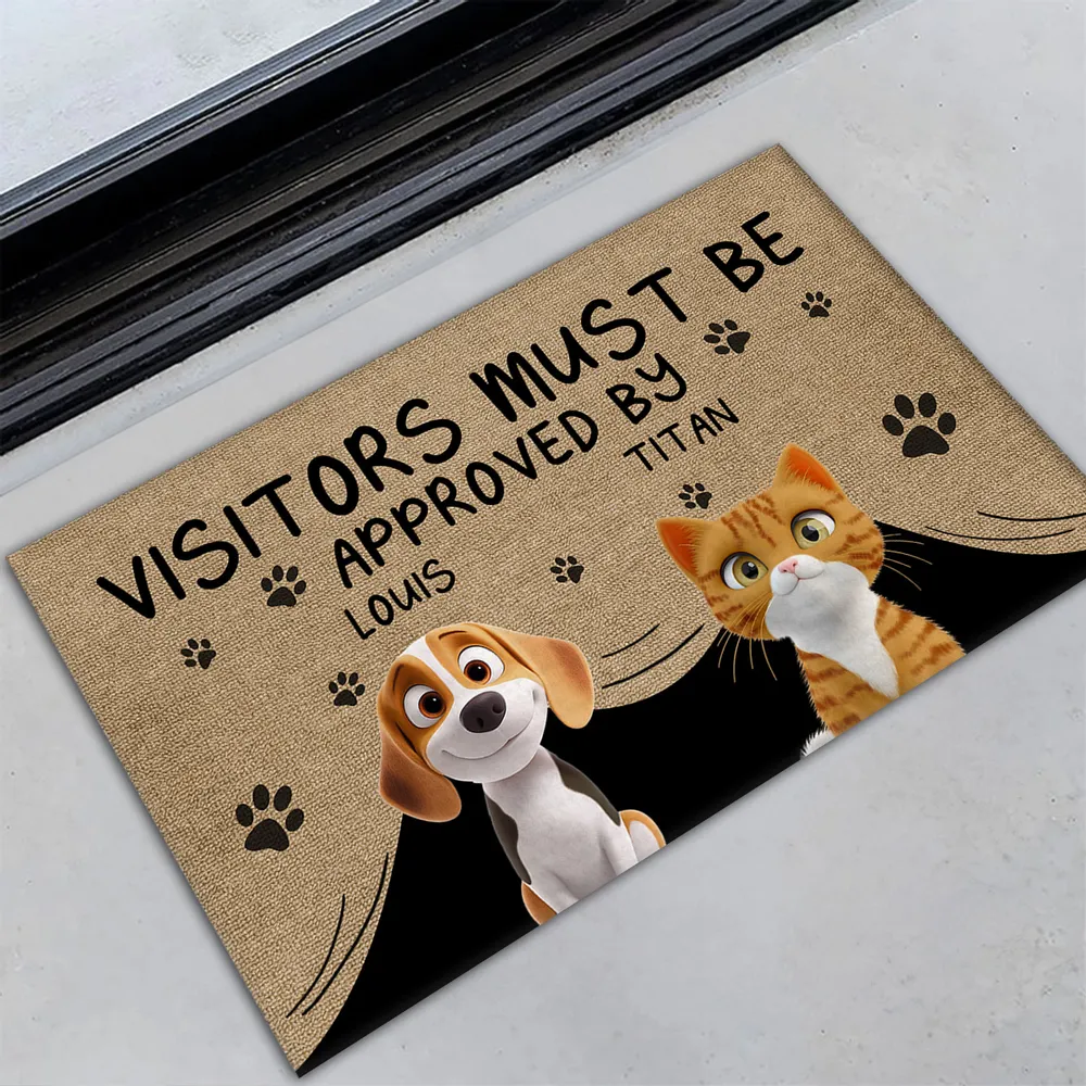 Personalized "Visitors Must Be Approved by the Dogs" Doormat – Custom Pet Door Mat for Dog Lovers - Image 2