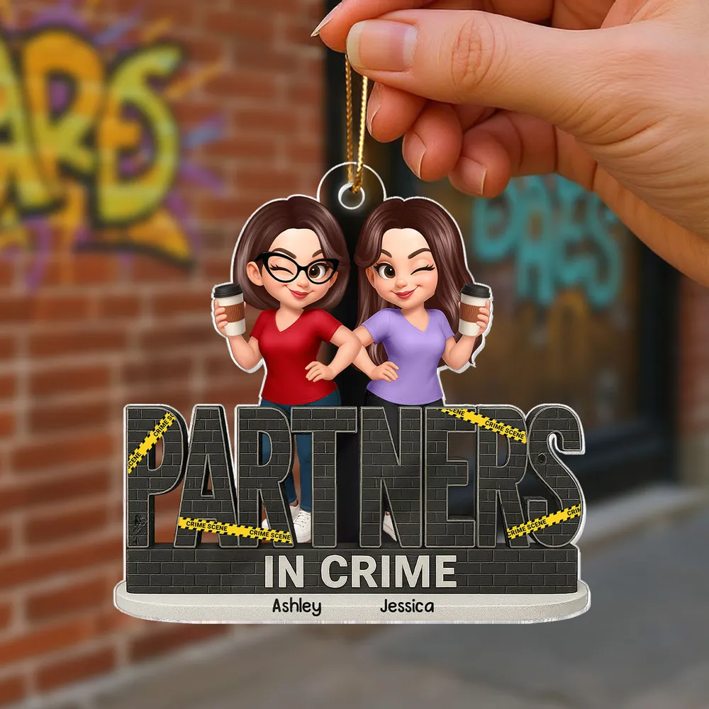 “Partners in Crime” Acrylic Ornament – Personalized Gift for Best Friends - Image 4