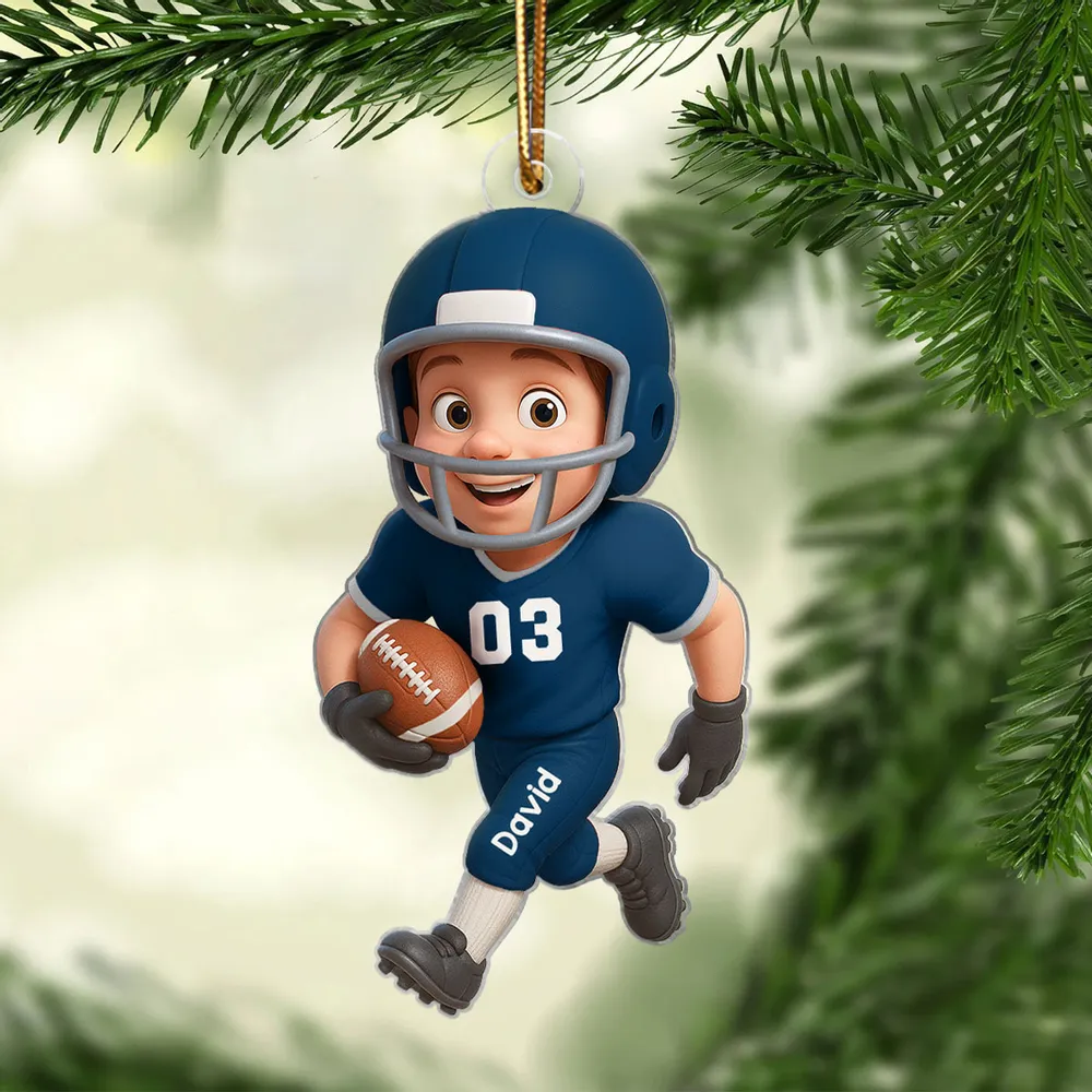 Personalized American Football Player Acrylic Ornament – Surprise Gift for Son - Image 3