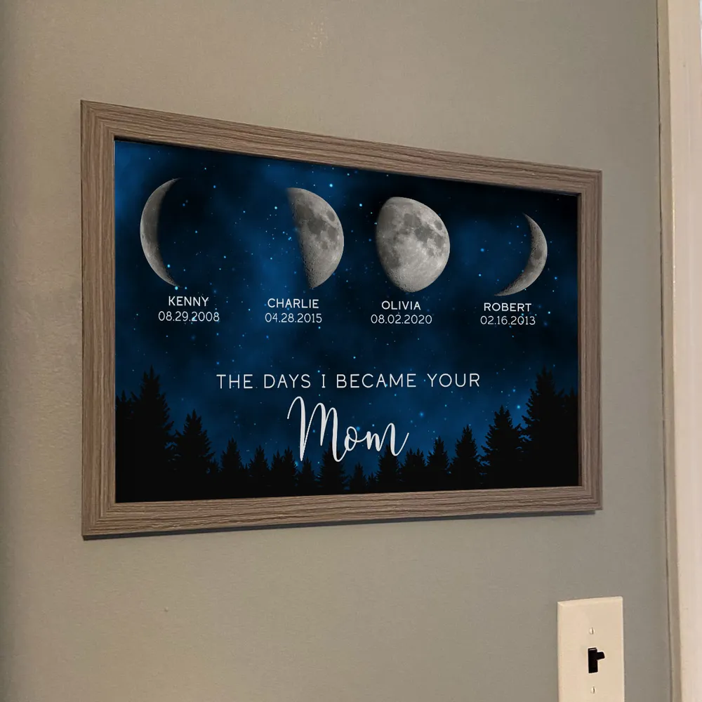 The Days You Became Our Dad Poster – Moon Phases over Forest Night Sky, Creative Personalized Gift for Dad - Image 10