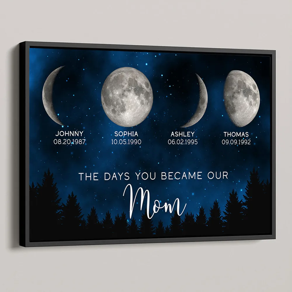 The Days You Became Our Dad Poster – Moon Phases over Forest Night Sky, Creative Personalized Gift for Dad - Image 14