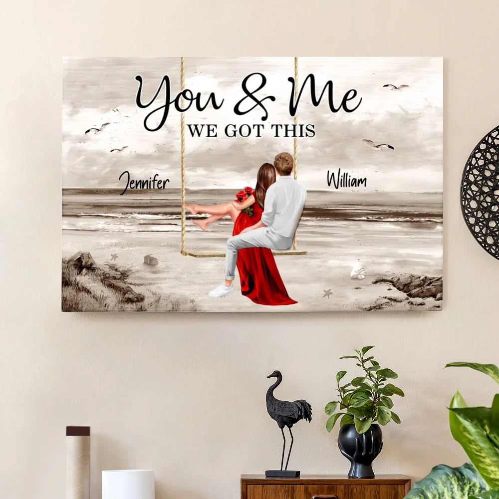 Personalized Romantic Poster with Couple on Swing, Love Home Décor and Gift for Couples
