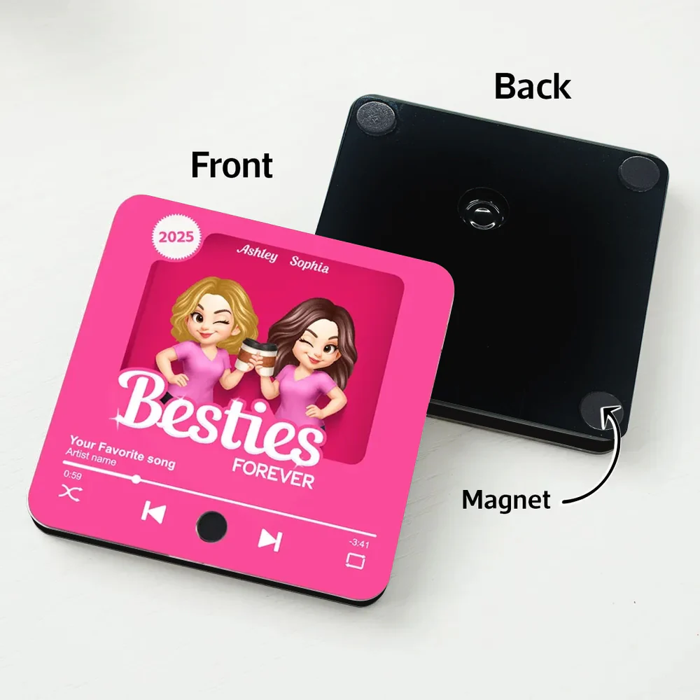 Personalized “Besties Forever” Acrylic Music Magnet – Custom Gift for Best Friends - Image 3