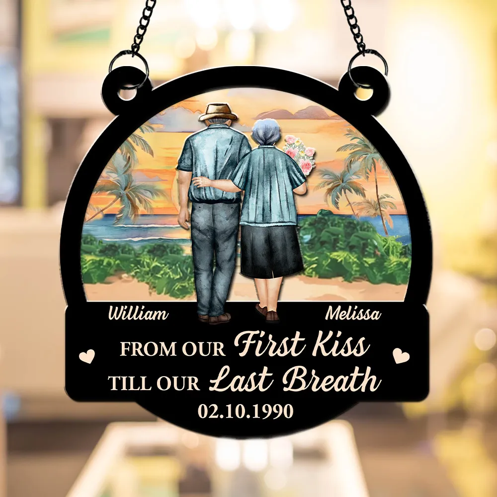 From Our First Kiss Till Our Last Breath – Personalized Wood and Acrylic Layered Ornament, Romantic Gift for Couples - Image 3