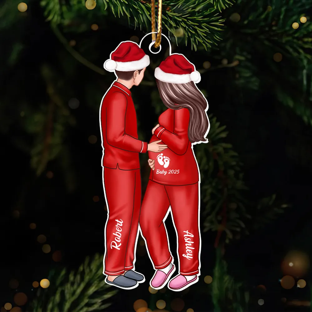 Personalized Couple Ornament - Custom Acrylic Christmas Ornament for Expecting Parents, Baby Announcement - Image 2