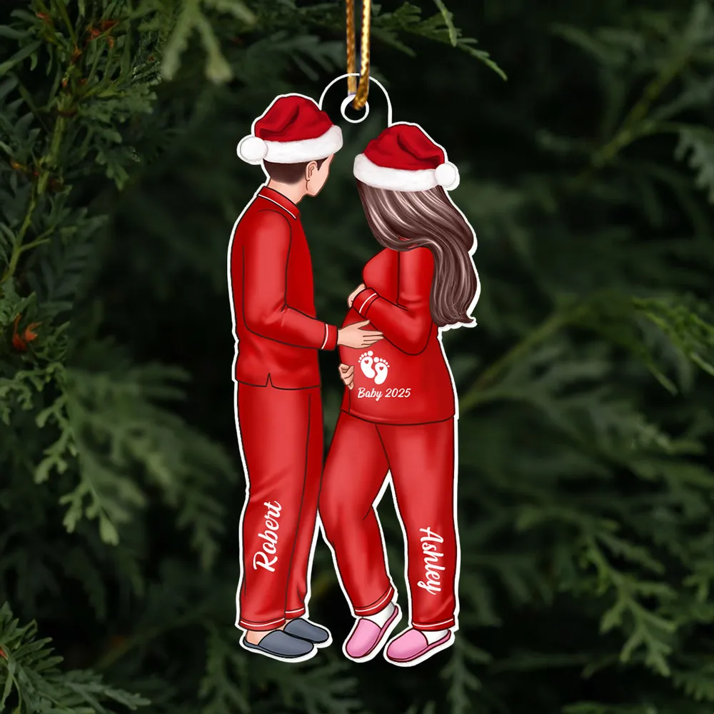 Personalized Couple Ornament - Custom Acrylic Christmas Ornament for Expecting Parents, Baby Announcement - Image 3