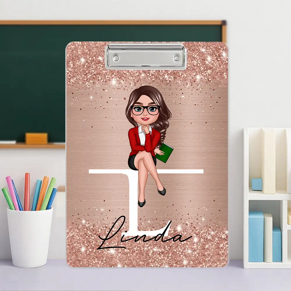 Personalized Acrylic Clipboard For Teacher – Custom Name Gift Featuring Glitter Style, Thoughtful Stationery Gift For Educator, Mentor, or Colleague