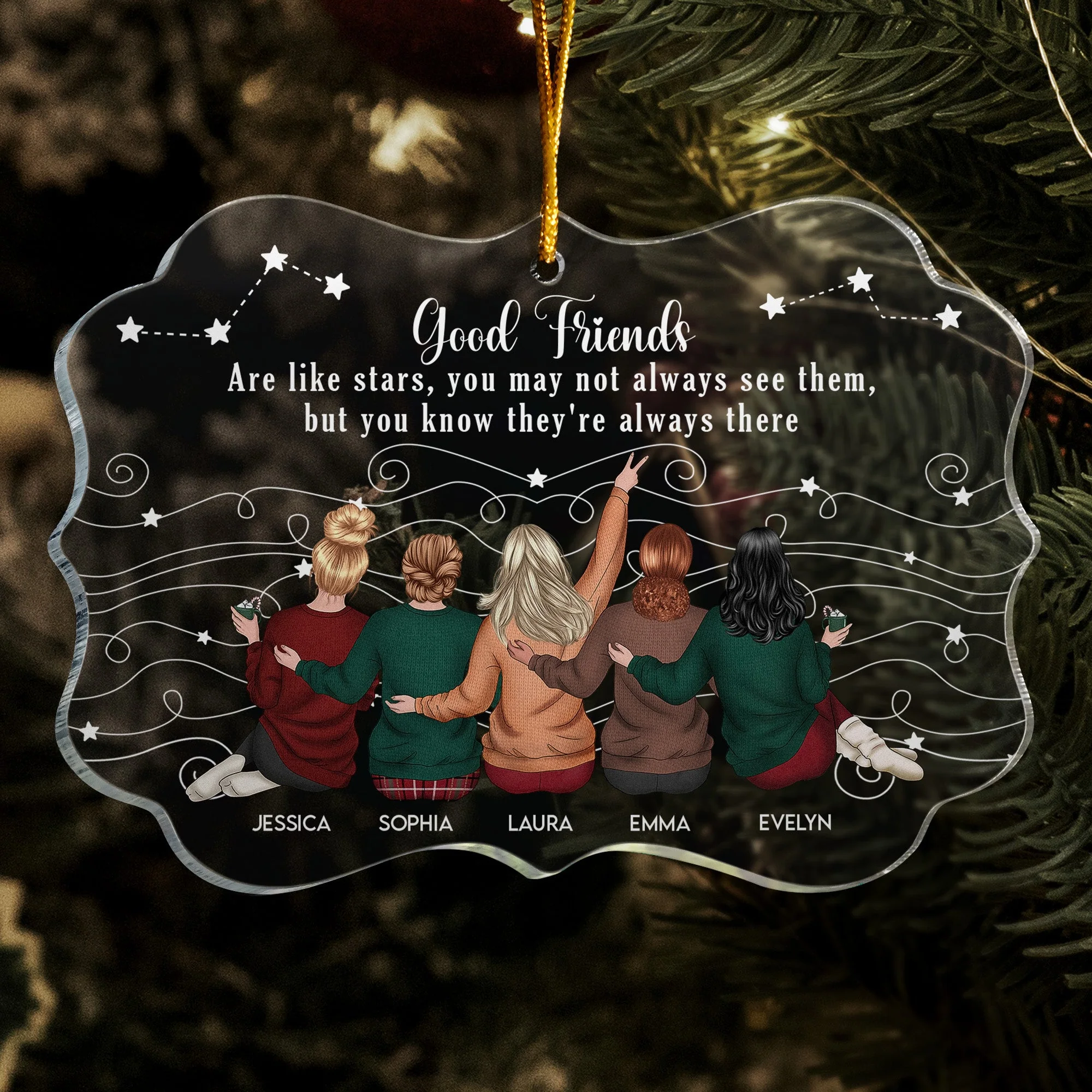 Personalized Acrylic Car Hanger Good Friends Are Like Stars Quote, Cute Rearview Mirror Decor, Unique Gift for Best Friend