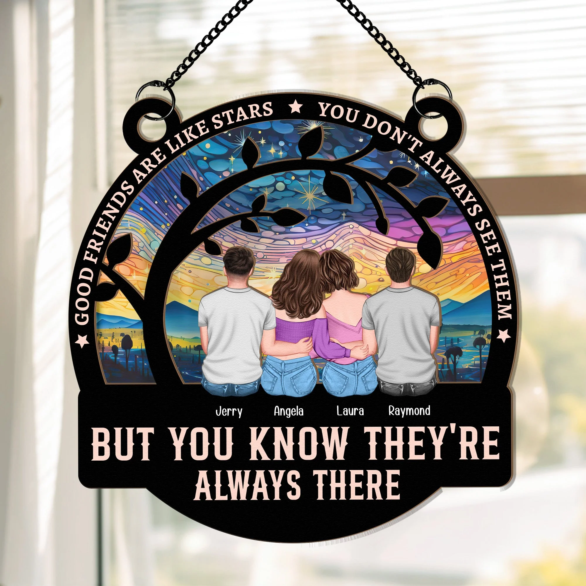 Good Friends Are Like Stars – Personalized Wood and Acrylic Layered Ornament, Gift for Best Friends - Image 2