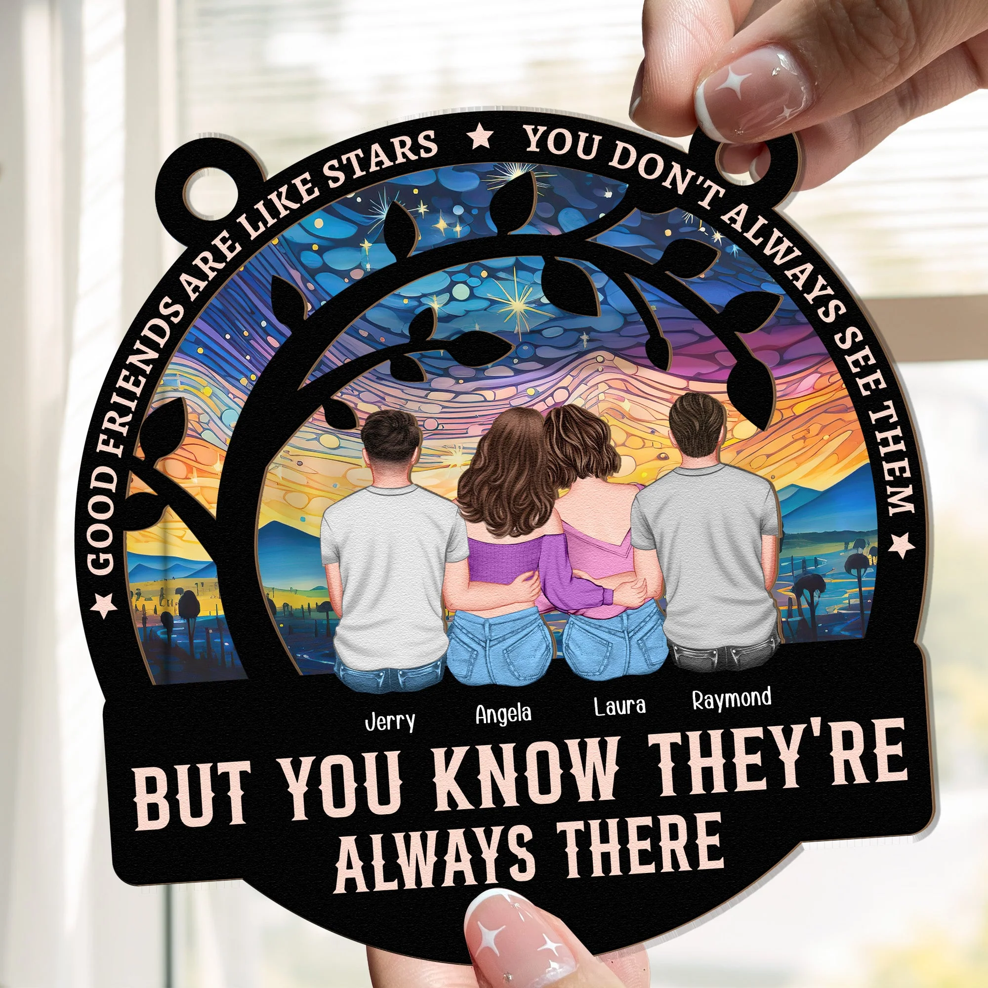 Good Friends Are Like Stars – Personalized Wood and Acrylic Layered Ornament, Gift for Best Friends - Image 3