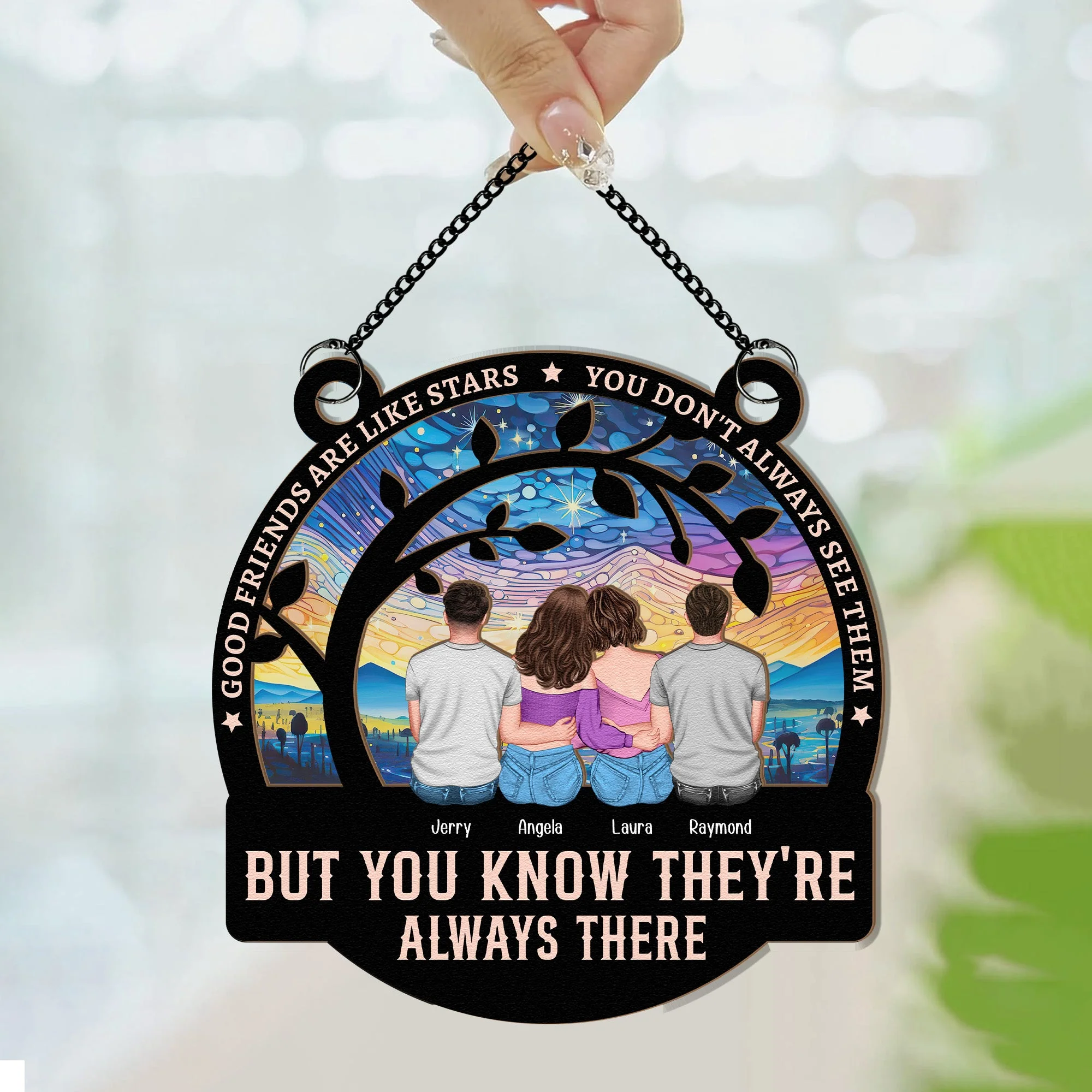 Good Friends Are Like Stars – Personalized Wood and Acrylic Layered Ornament, Gift for Best Friends - Image 5