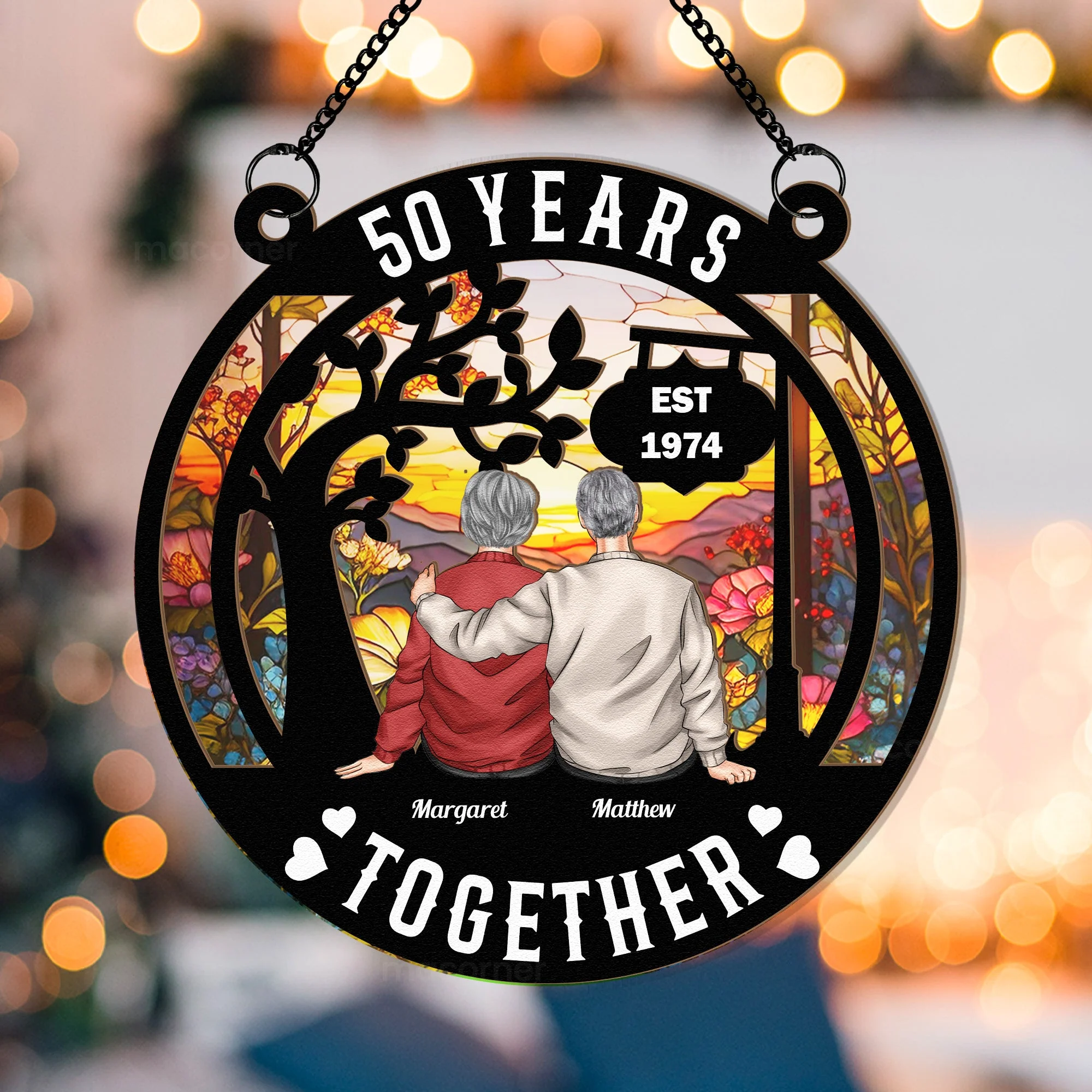 Together Always – Custom Wood and Acrylic Layered Ornament for Couples, Romantic Gift to Celebrate Lifelong Love - Image 2