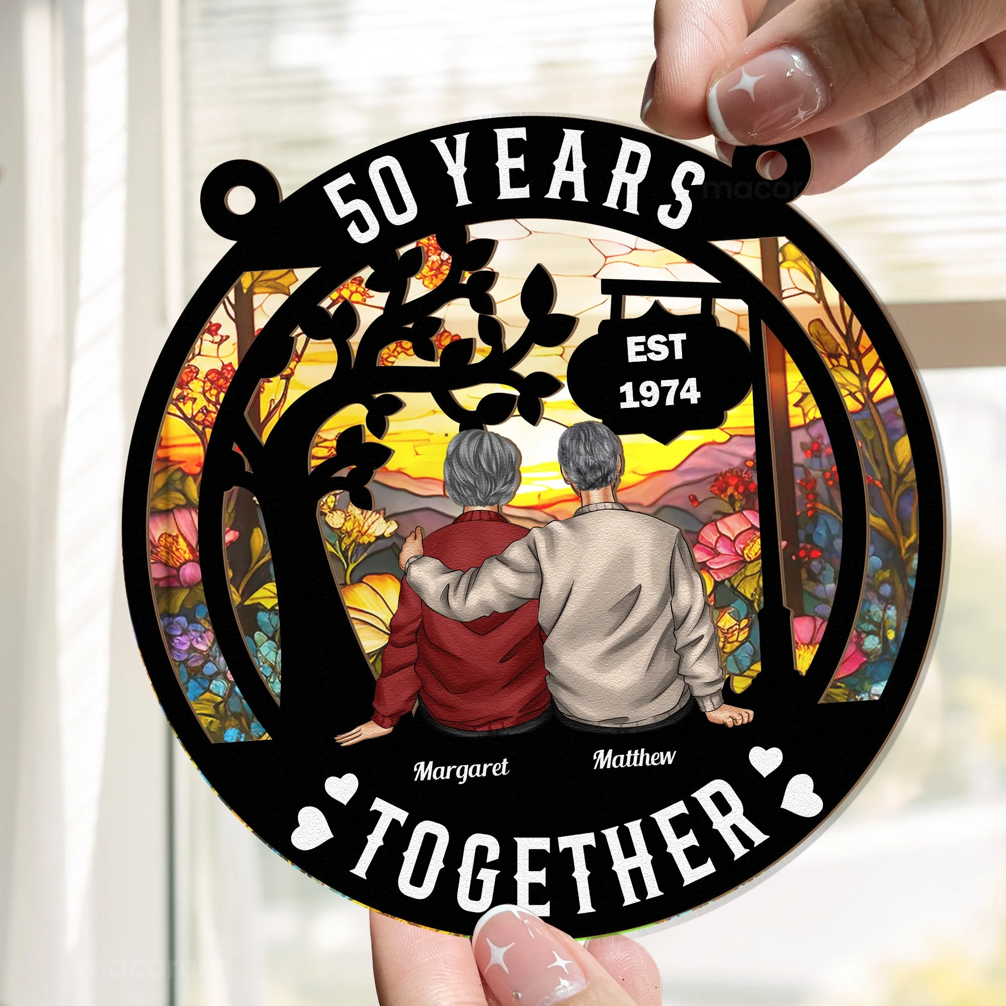 Together Always – Custom Wood and Acrylic Layered Ornament for Couples, Romantic Gift to Celebrate Lifelong Love - Image 5