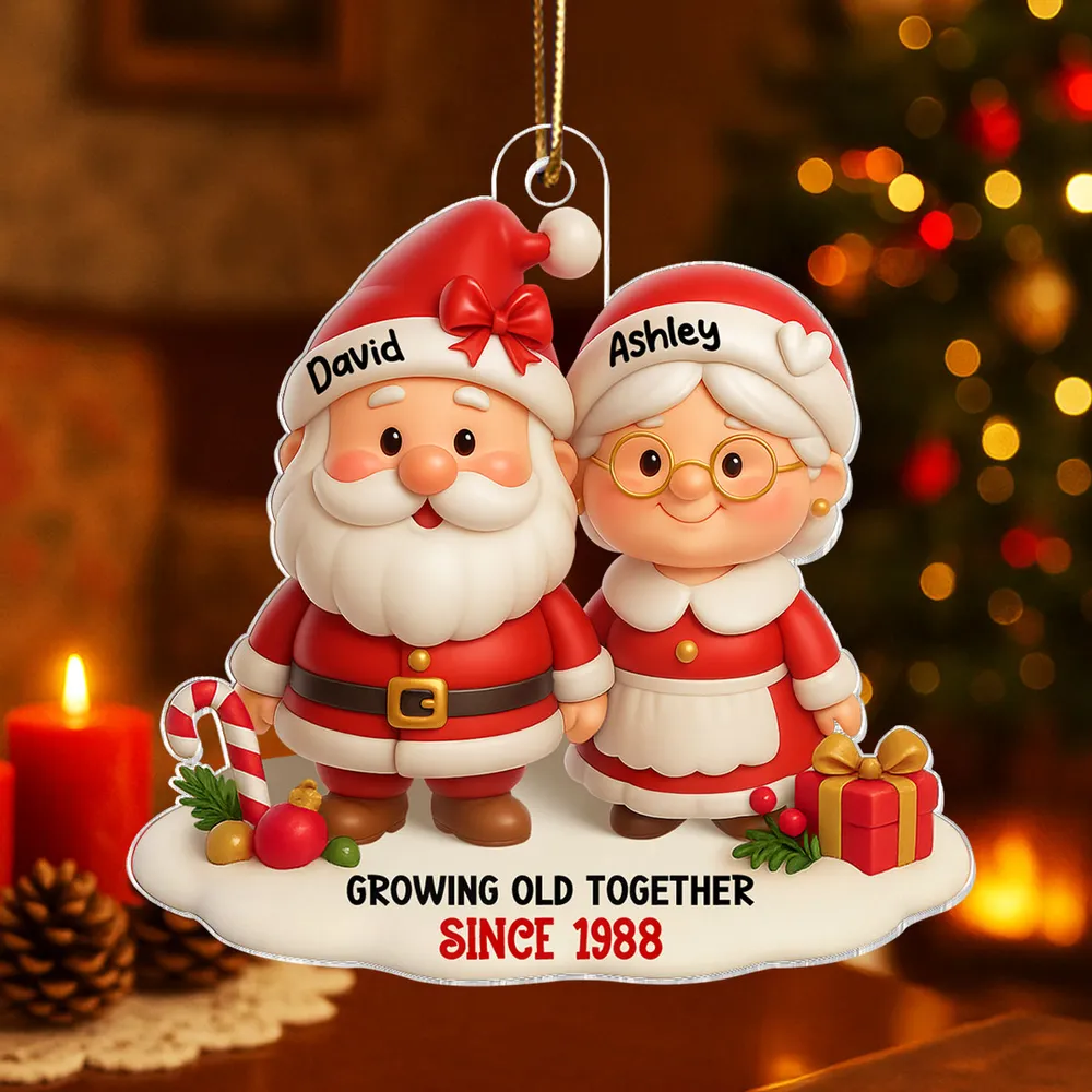 Acrylic Ornament – Growing Old Together Personalized Santa Couple - Image 5