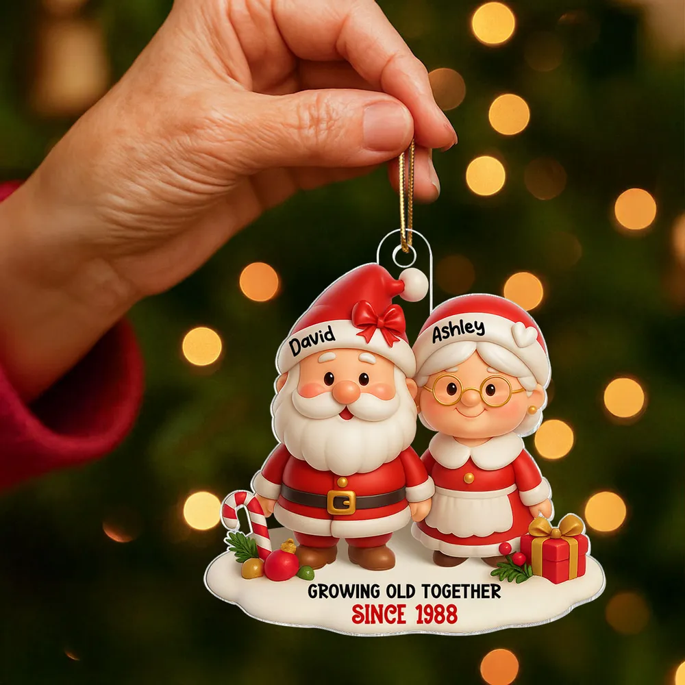 Acrylic Ornament – Growing Old Together Personalized Santa Couple - Image 7