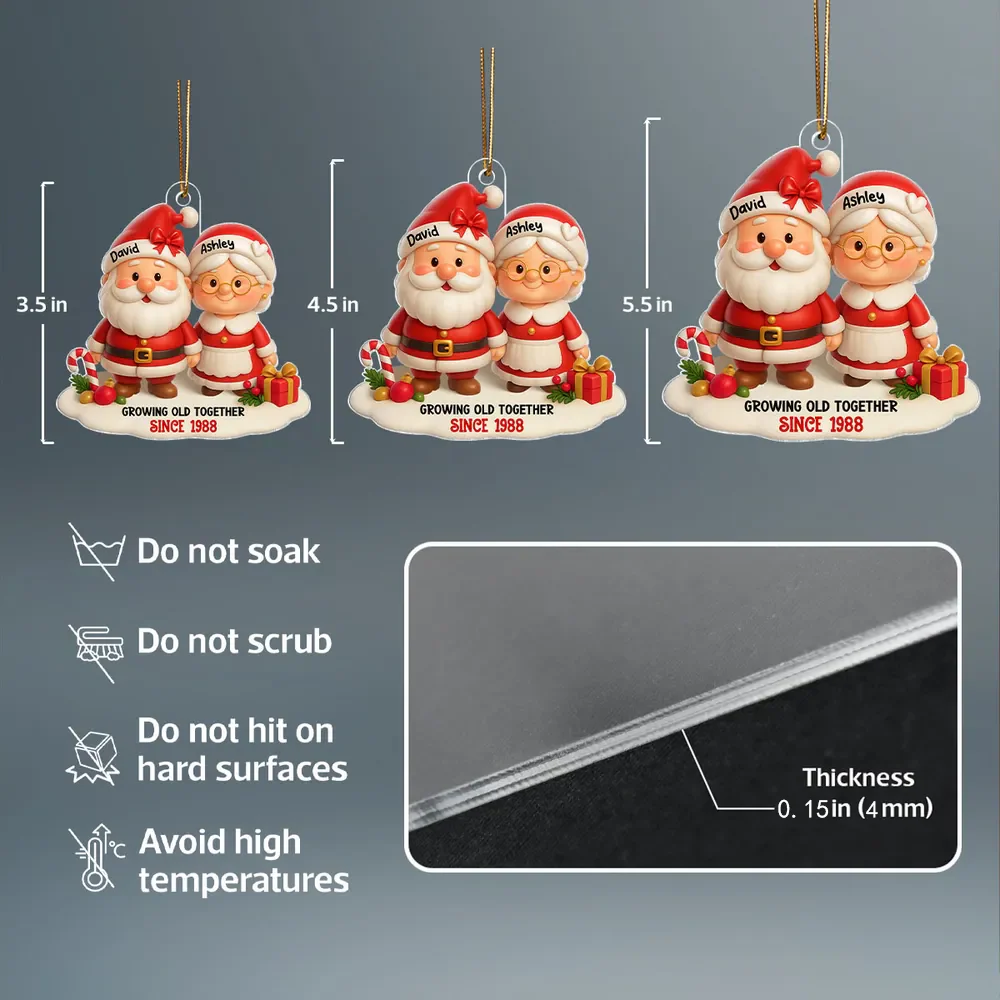 Acrylic Ornament – Growing Old Together Personalized Santa Couple - Image 8
