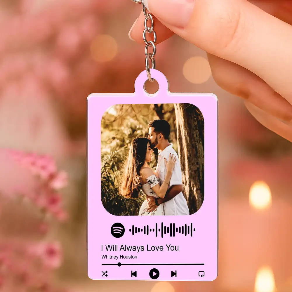 Personalized Acrylic Keychain with Photo and Spotify Code  – Romantic Gift for Couple, Valentine's Day Keepsake - Image 2