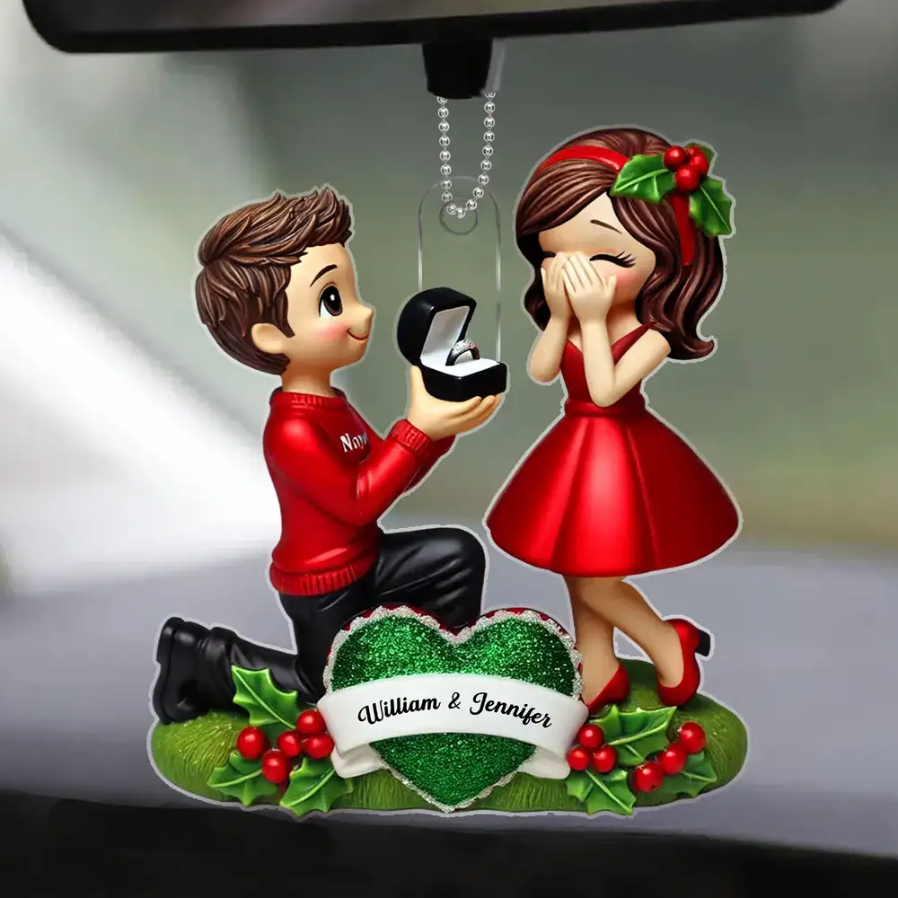 Engagement Proposal Ornament – Personalized Acrylic Ornament, Custom Couple Keepsake
