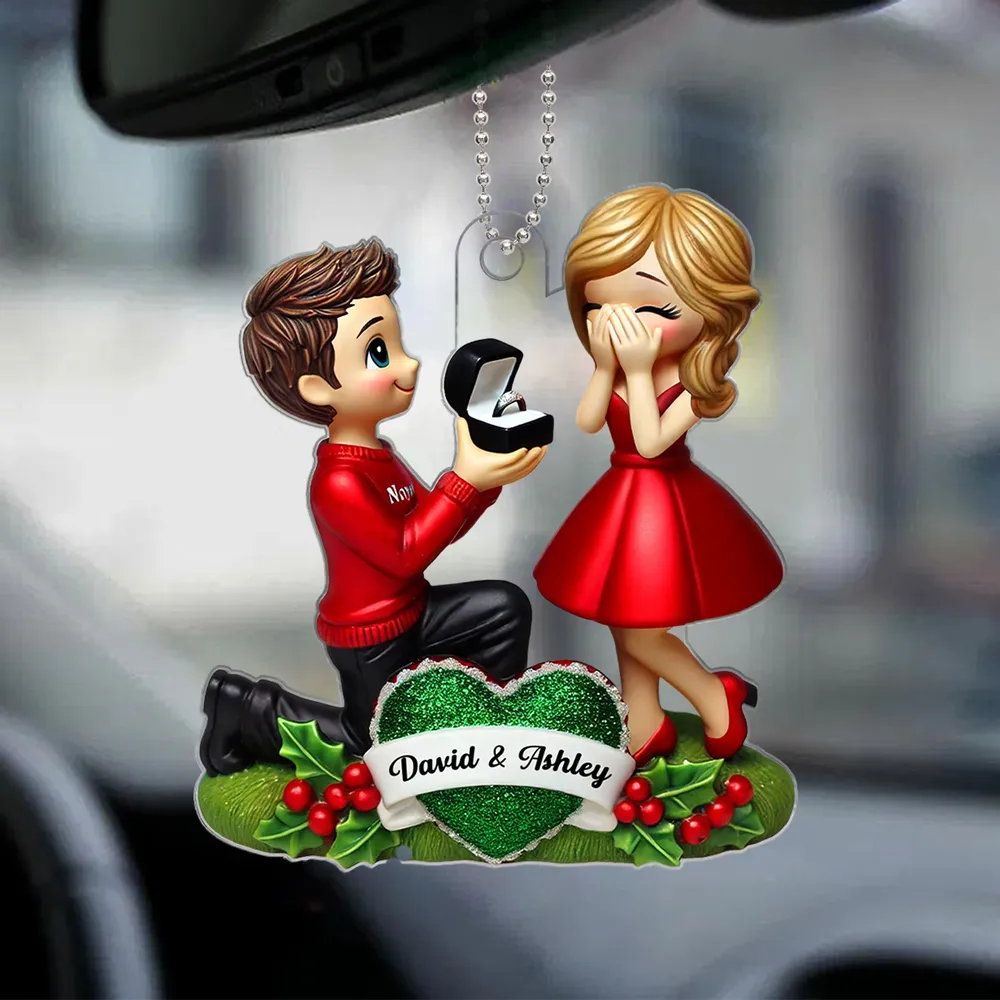 Engagement Proposal Ornament – Personalized Acrylic Ornament, Custom Couple Keepsake - Image 2
