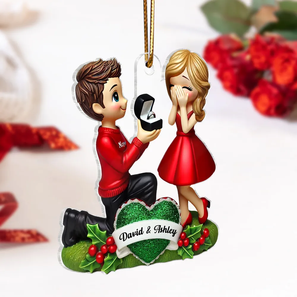 Engagement Proposal Ornament – Personalized Acrylic Ornament, Custom Couple Keepsake - Image 5