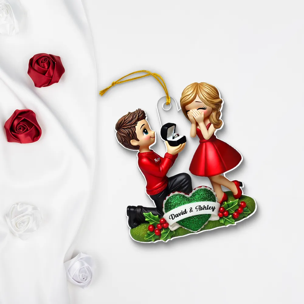 Engagement Proposal Ornament – Personalized Acrylic Ornament, Custom Couple Keepsake - Image 7