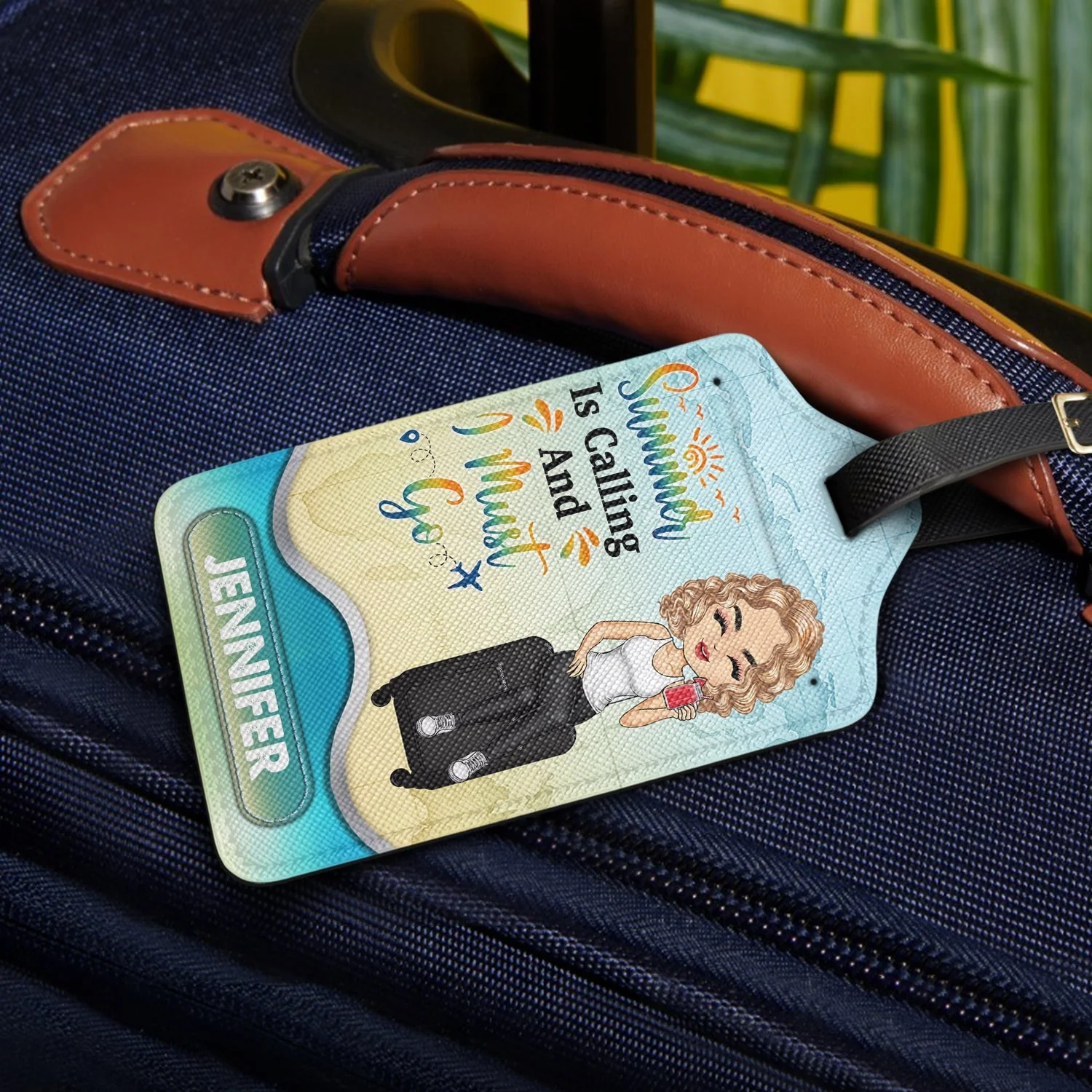 Custom Leather Luggage Tag - Perfect Gift for Travel Lovers, Personalized with Name - Image 3