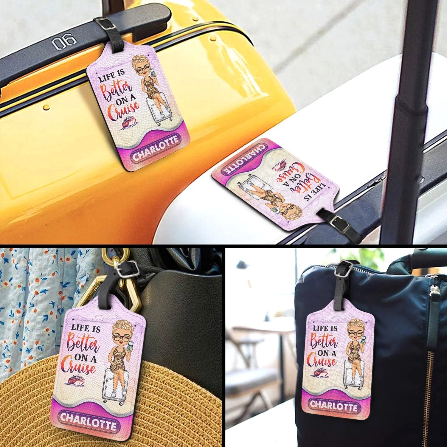 Custom Leather Luggage Tag - Perfect Gift for Travel Lovers, Personalized with Name - Image 4