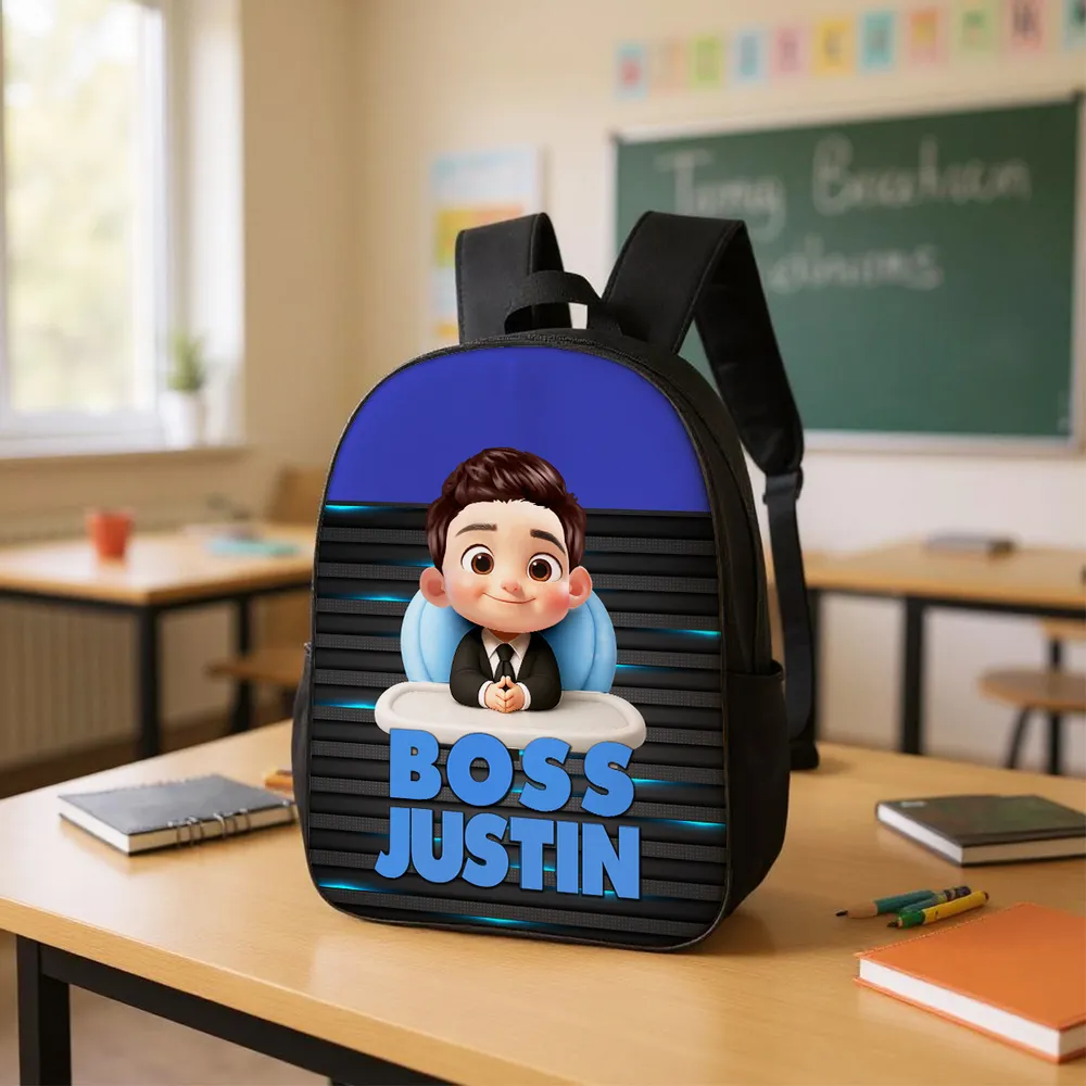 Kids Personalized Backpack 'Boss-in-Training' for School - Image 2