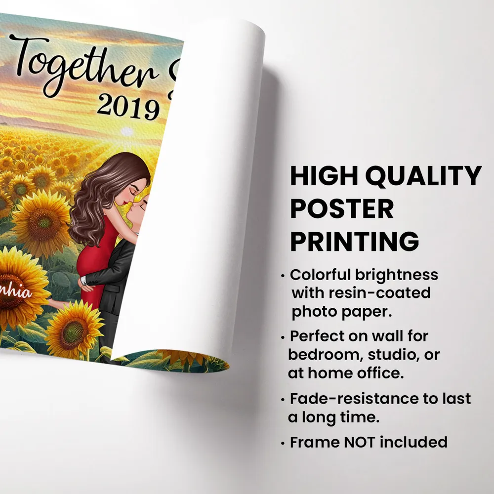 Sunflower Field Hugging Couple Personalized Poster, Together Since Theme Romantic Gift, Perfect for Anniversary, Valentine’s Day, and Lovers - Image 3