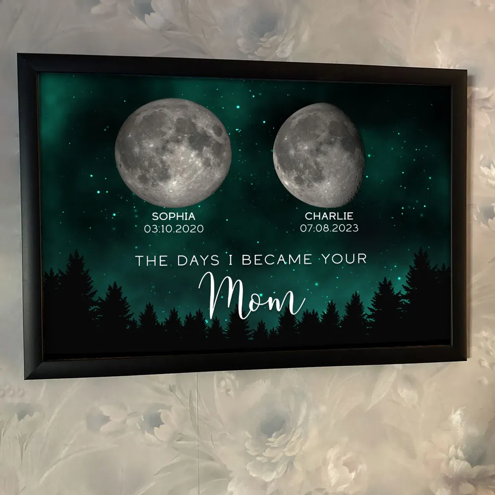 Galaxy Night The Days You Became Our Mom Birthday Moon Phase Personalized Poster, A Heartfelt Gift for Mom’s Birthday, or Just Because - Image 8