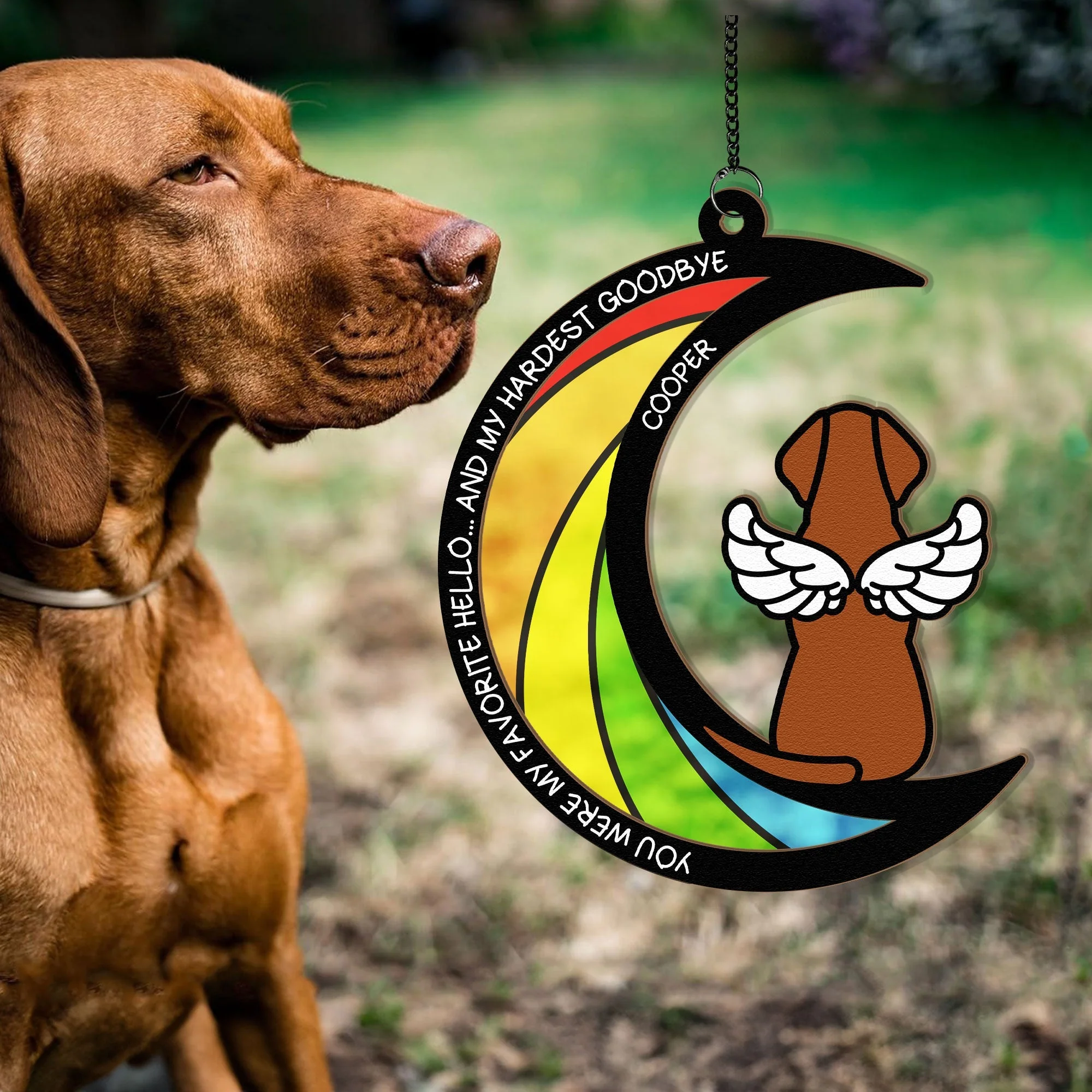 Wood and Acrylic Layered Ornament – Pet Rainbow Bridge Memorial Gift, “You Were My Favorite Hello and My Hardest Goodbye” - Image 5