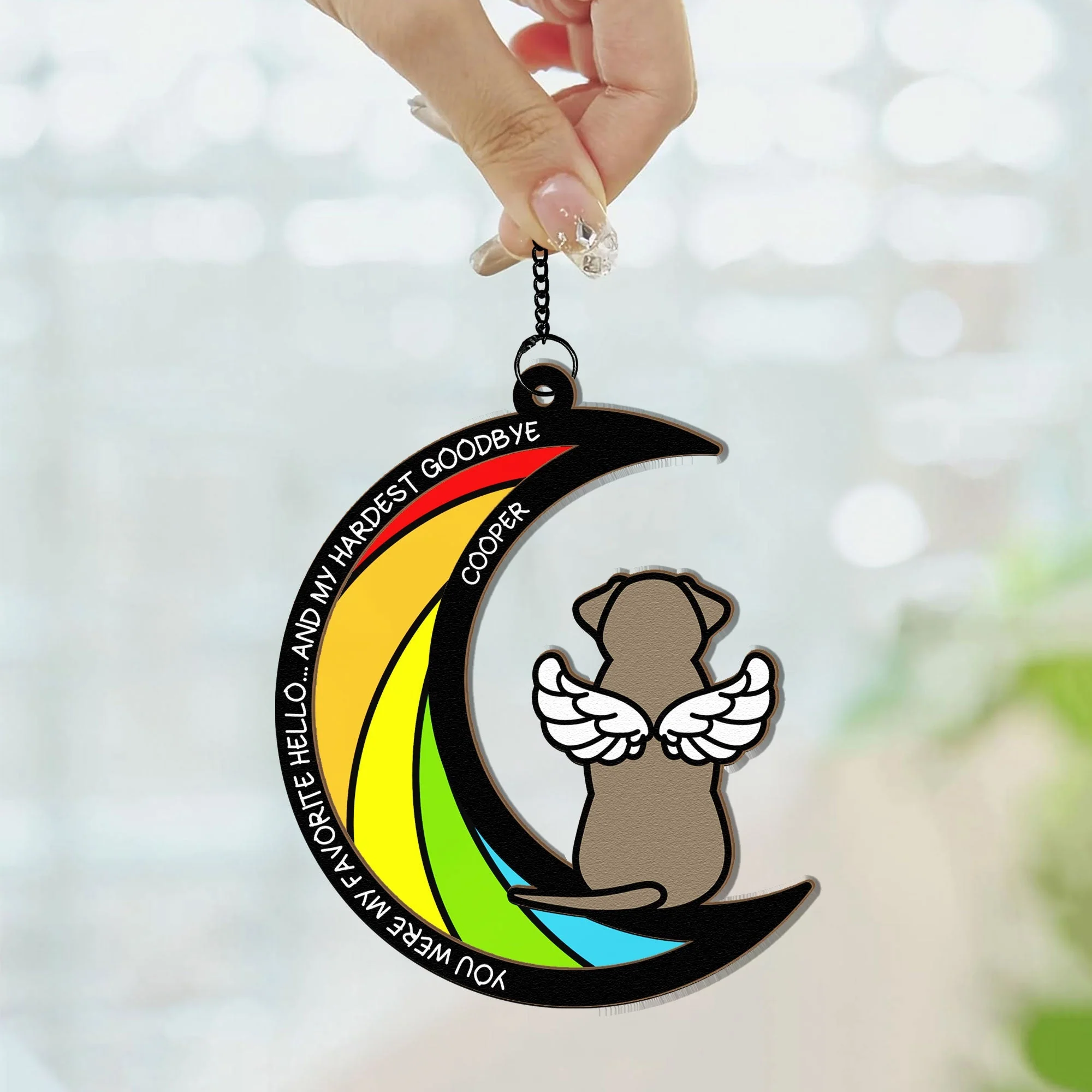 Wood and Acrylic Layered Ornament – Pet Rainbow Bridge Memorial Gift, “You Were My Favorite Hello and My Hardest Goodbye” - Image 7