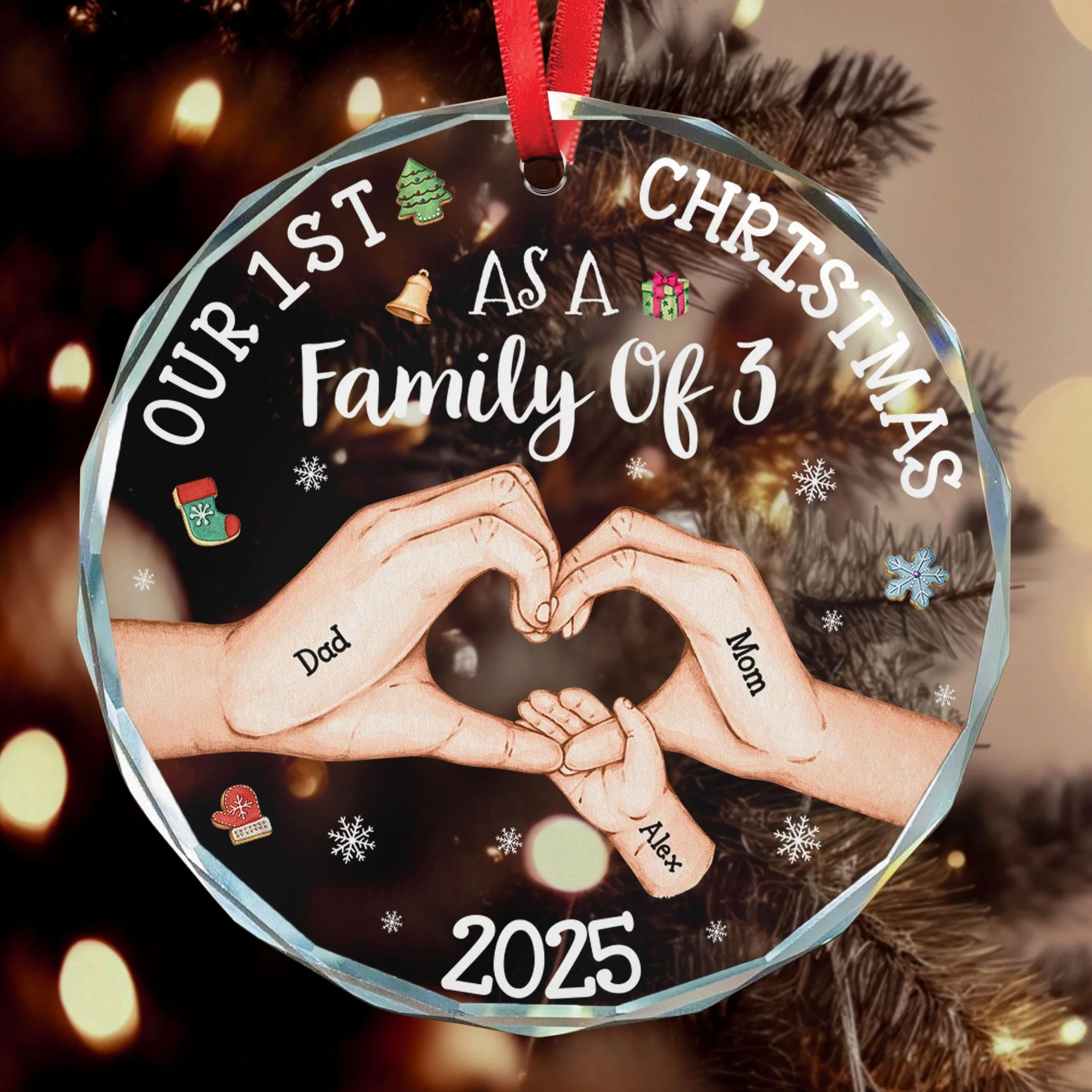 Custom Crystal Ornament - First Christmas Family Gift - Image 4