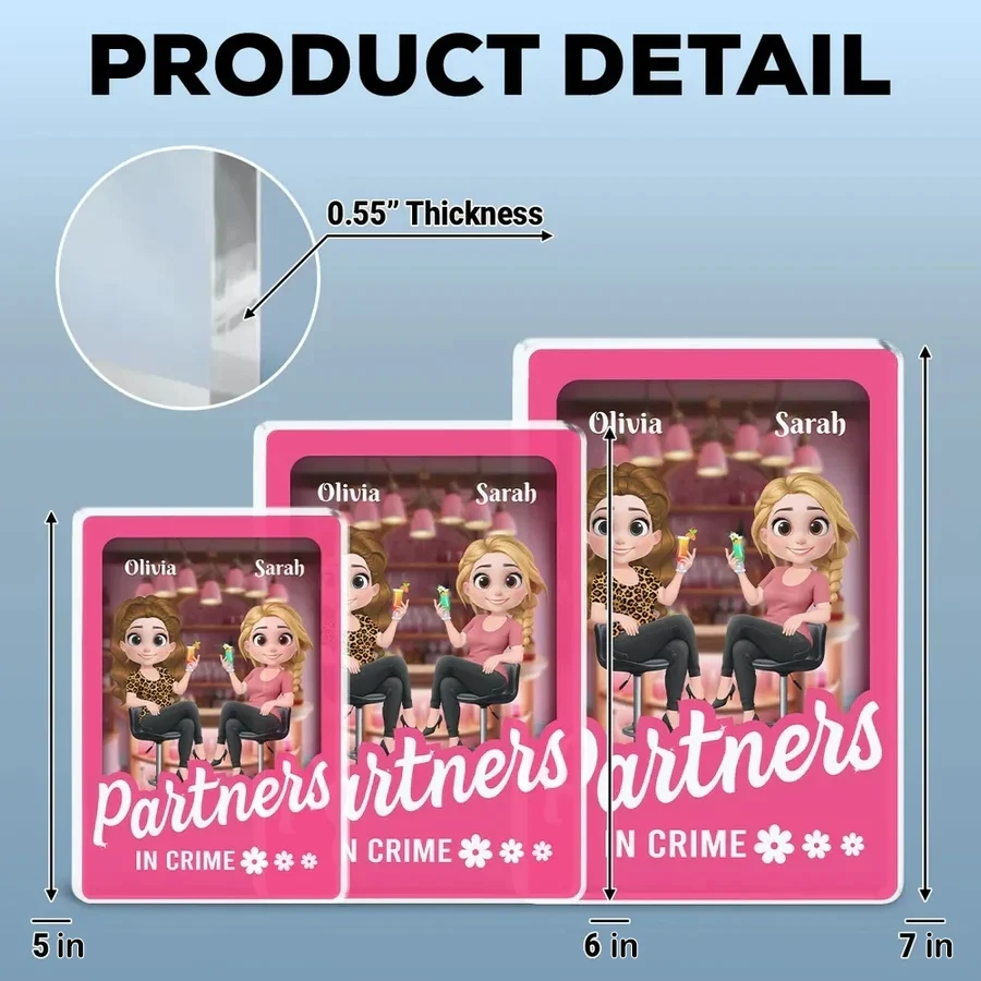 Partners in Crime” - Personalized Acrylic Block, Fun Gift for Sisters and Best Friends - Image 6