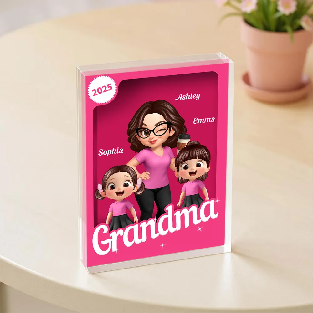 Rectangle Acrylic Block Plaque for Grandma, Custom Cartoon Design, Smooth Texture, Clear and Heartwarming Gift - Image 2