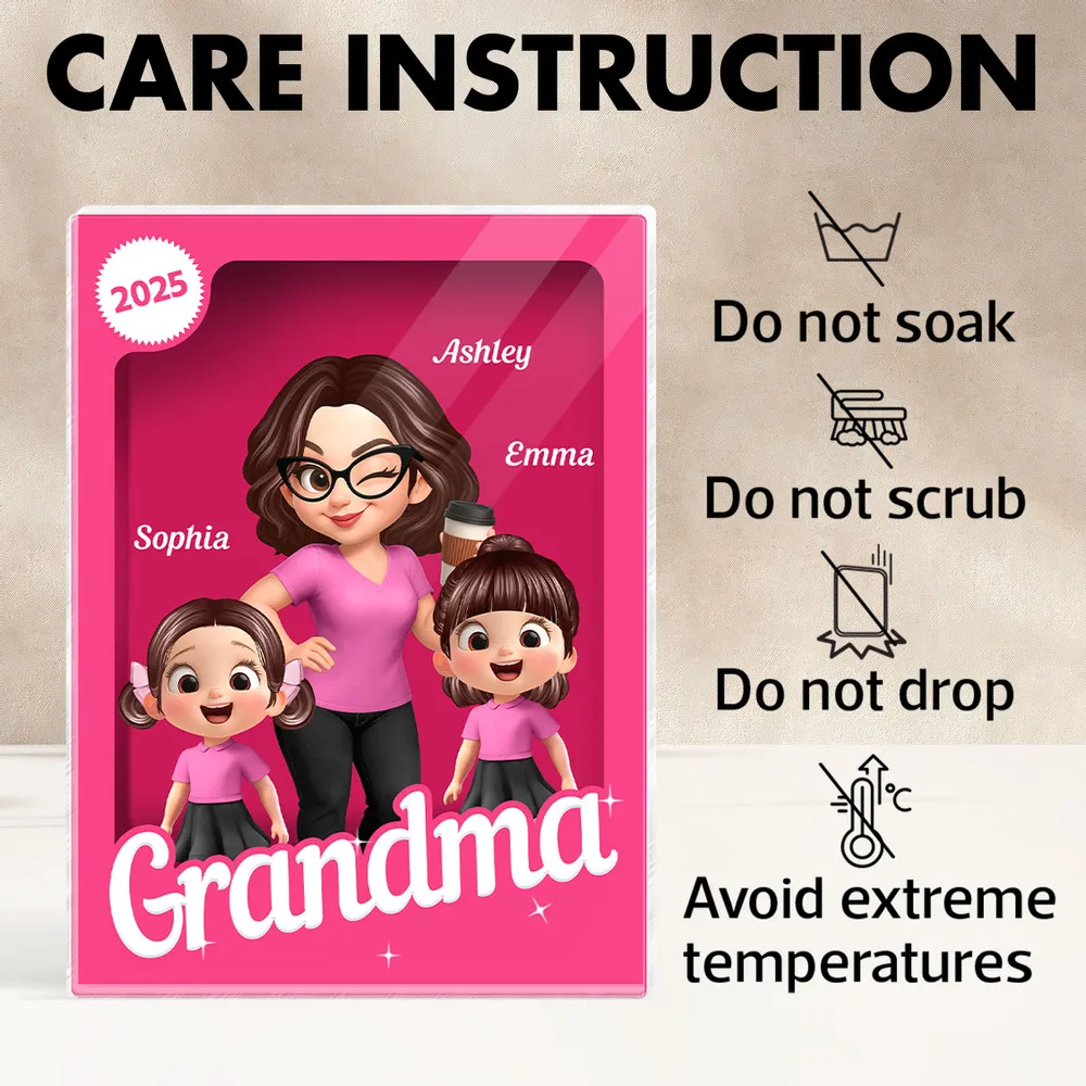 Rectangle Acrylic Block Plaque for Grandma, Custom Cartoon Design, Smooth Texture, Clear and Heartwarming Gift - Image 7