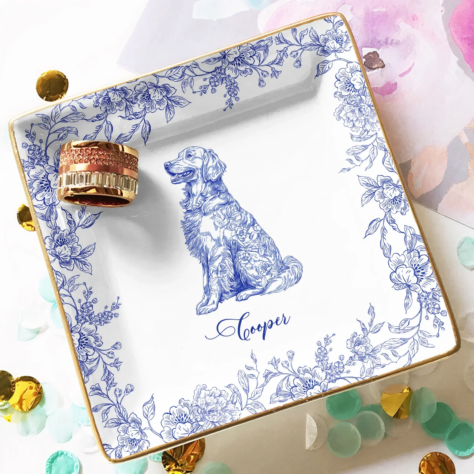 Personalized Dog Design Jewelry Dish, Gift for Dog Lovers, Custom Name & Design - Image 5