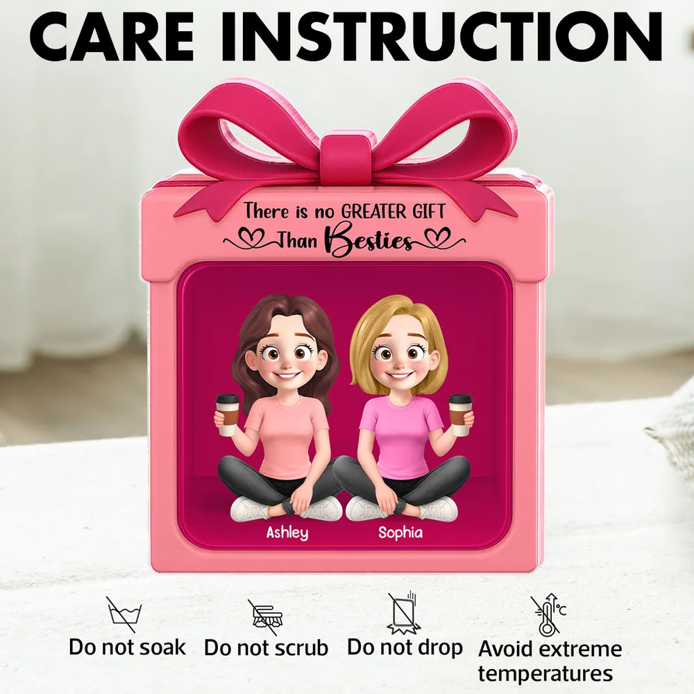 Acrylic Block Plaque in Gift Box Shape with Besties Theme, Heartwarming Design, Ideal Friendship Gift for Her - Image 5