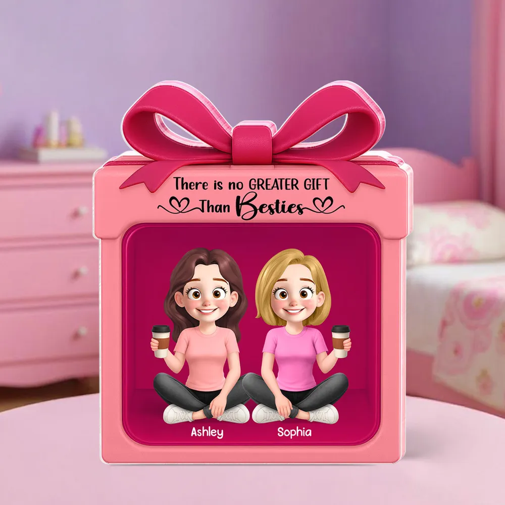 Acrylic Block Plaque in Gift Box Shape with Besties Theme, Heartwarming Design, Ideal Friendship Gift for Her - Image 7