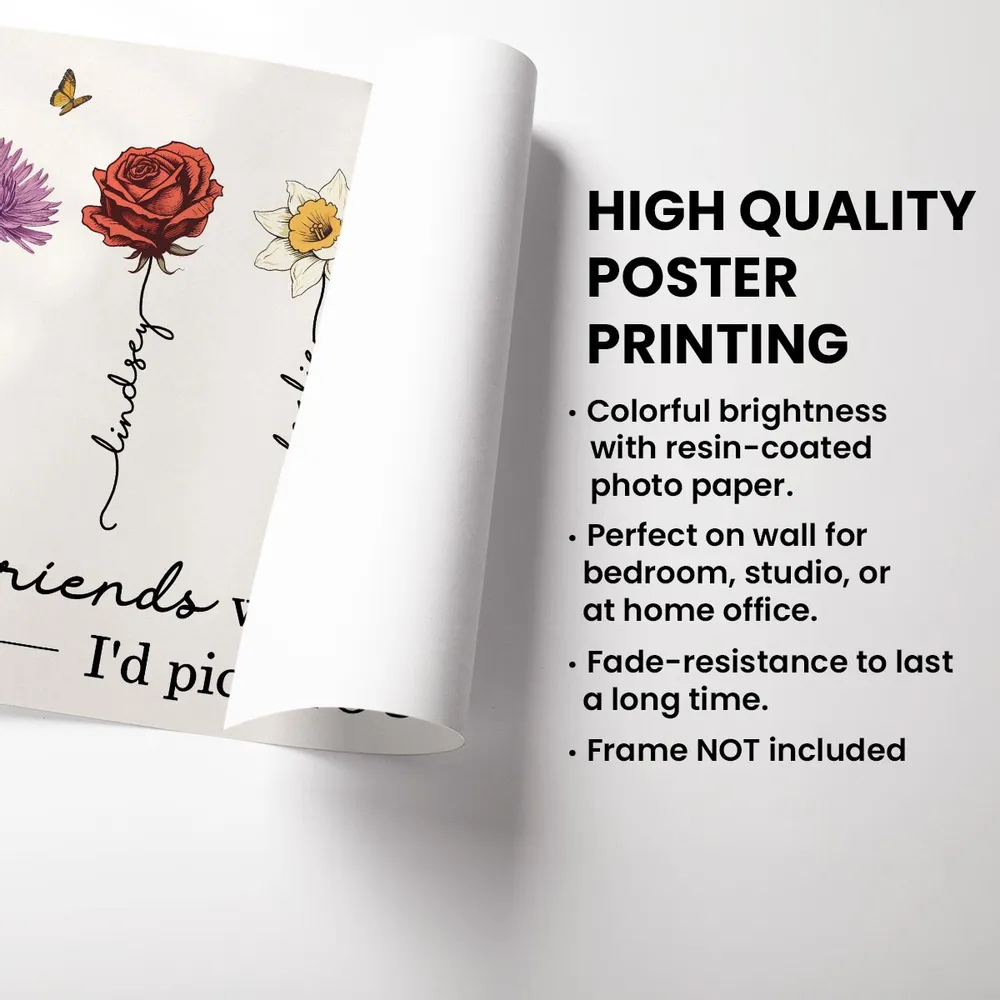 Personalized Poster Floral Friends Design High Clarity Beautiful and Practical Gift Choice - Image 5