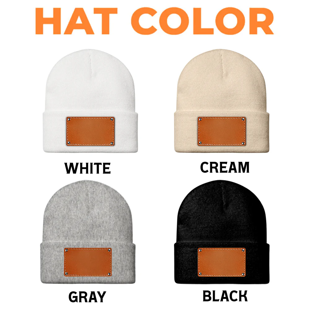 Personalized 'Protected by' Knit Hat with Dog Illustration, Customizable for Loved Ones - Image 5