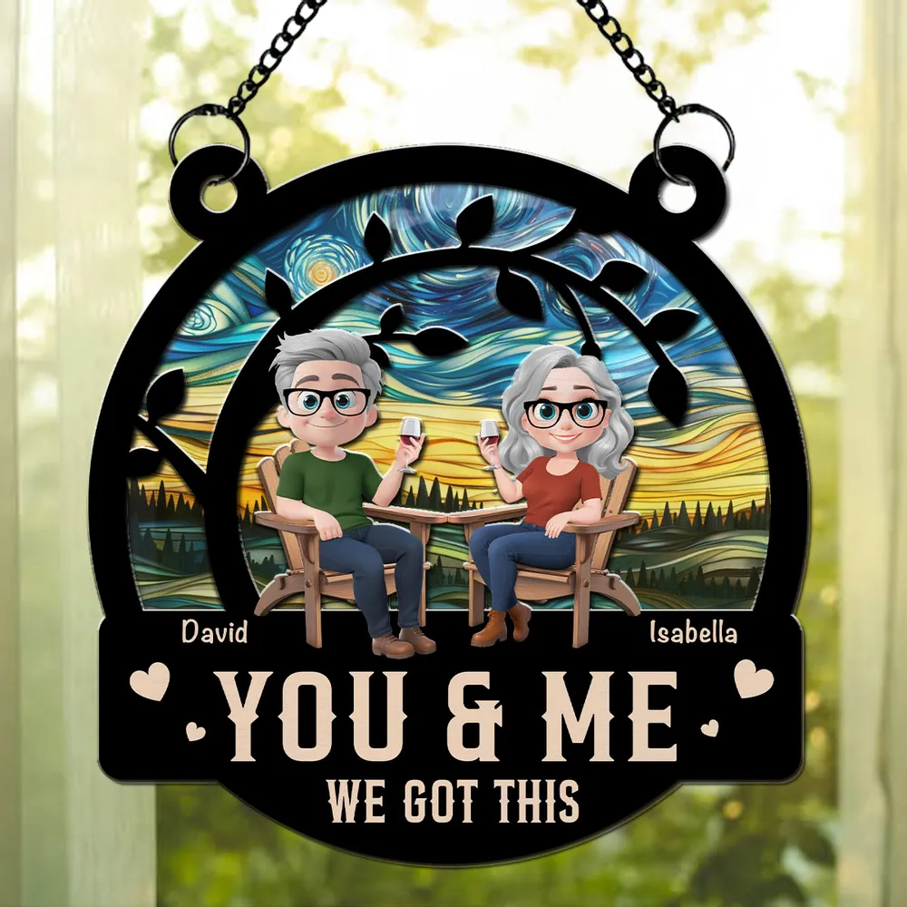 Wood and Acrylic Layered Ornament – “You & Me We Got This” Personalized Couple Ornament - Image 3