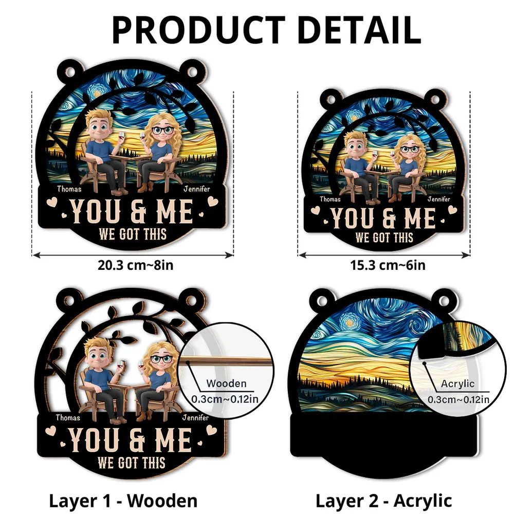Wood and Acrylic Layered Ornament – “You & Me We Got This” Personalized Couple Ornament - Image 4