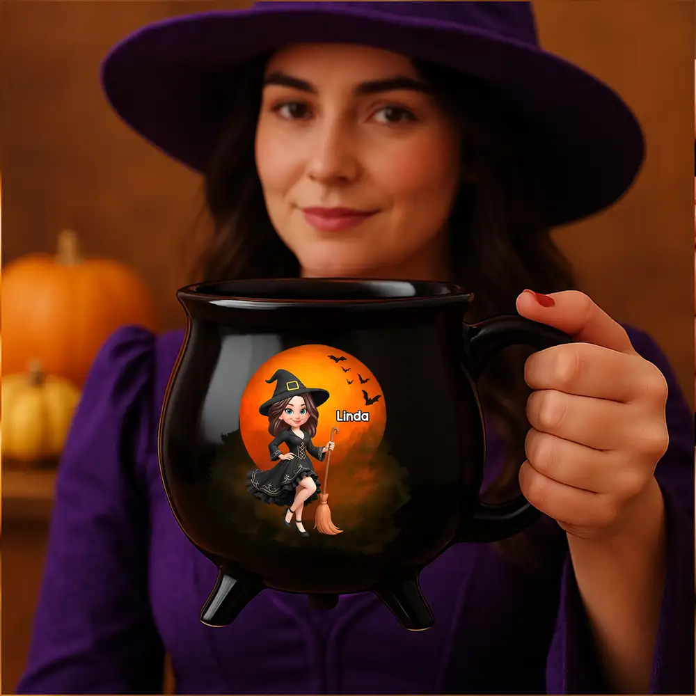 Witch Cauldron Ceramic Mug, Personalized Halloween Gift, Creative Surprise for Sisters & Best Friends - Image 2
