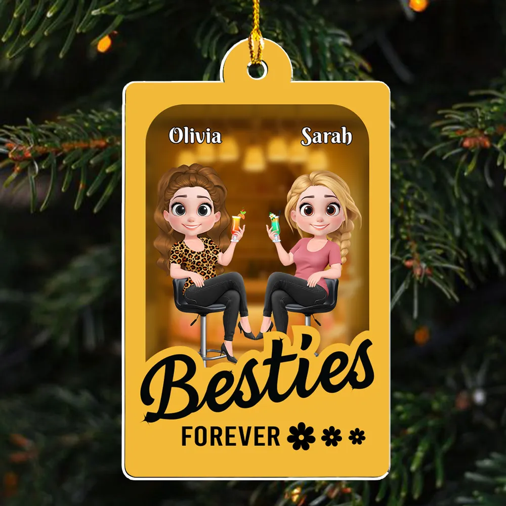 “Partners in Crime” Best Friend Gift - Personalized Acrylic Ornament for Sisters - Image 5