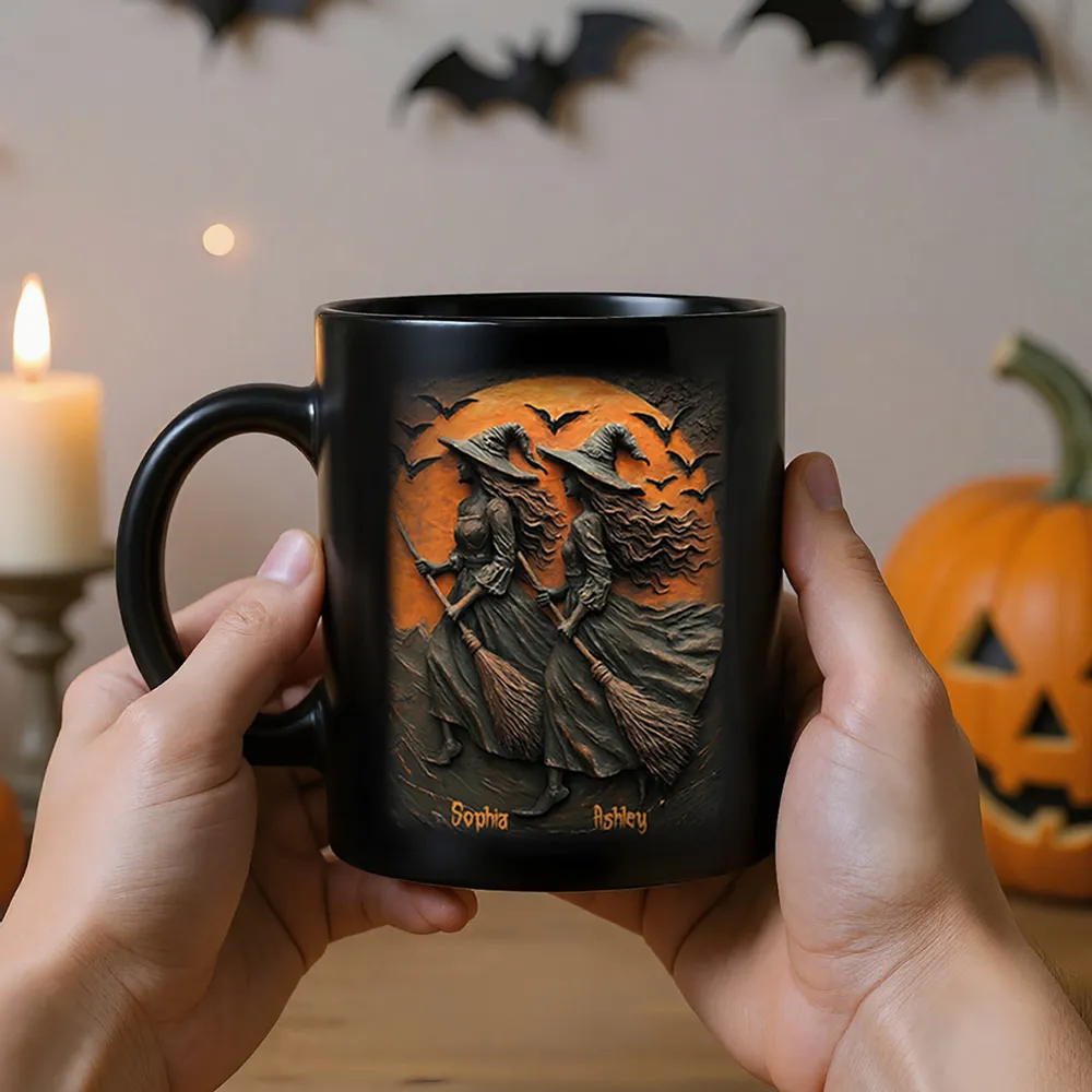 Custom Halloween Mug with Twin Witches & Spooky Night Design - Image 5