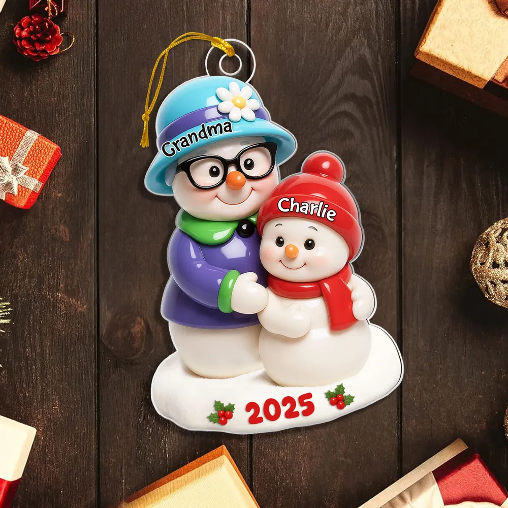 Heartwarming Grandma and Grandkid Acrylic Ornament, Christmas Tree Decoration with Personal Touch - Image 4