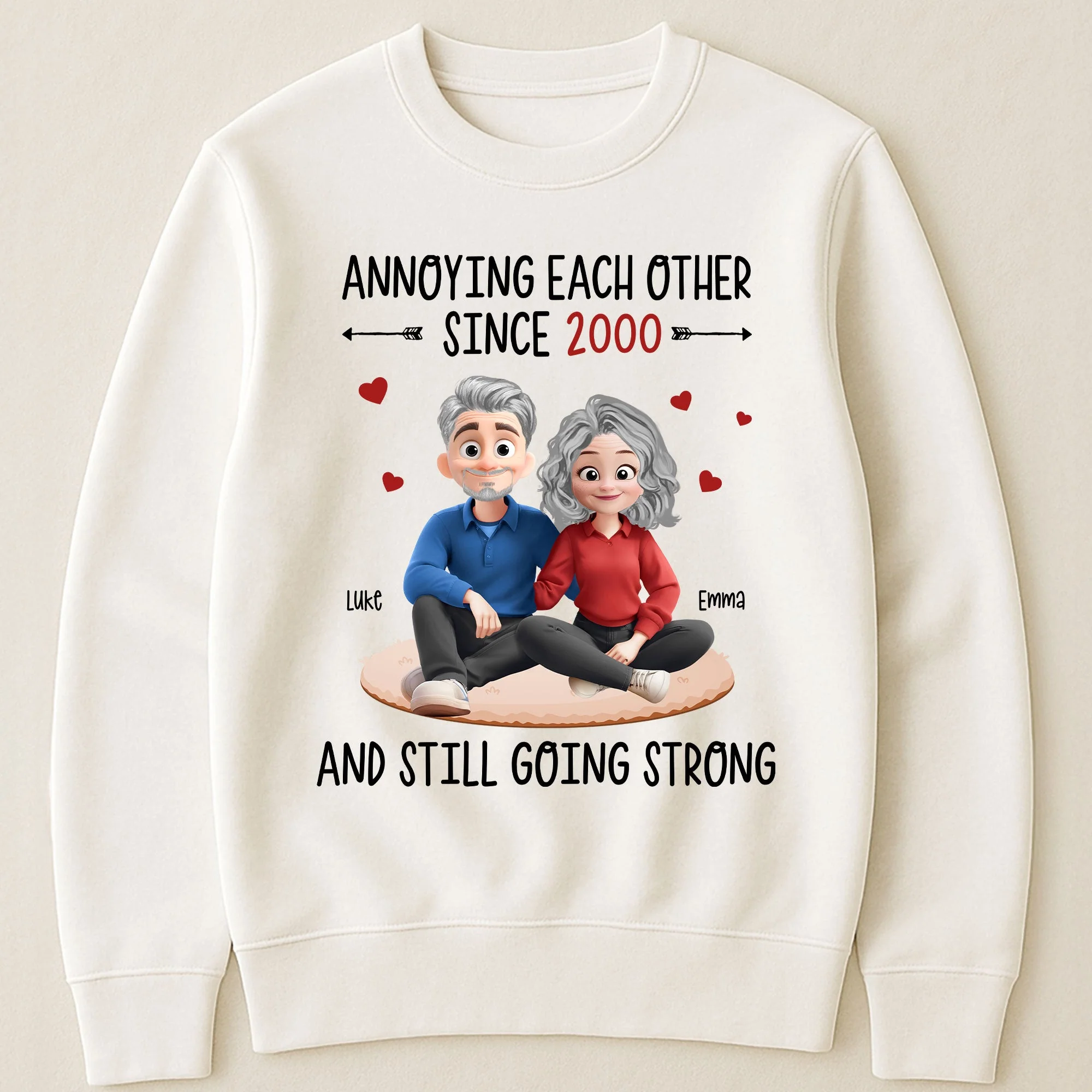 Funny Couple Cartoon Classic Tee, playful love design for partners, perfect as a thoughtful gift and everyday wear - Image 2