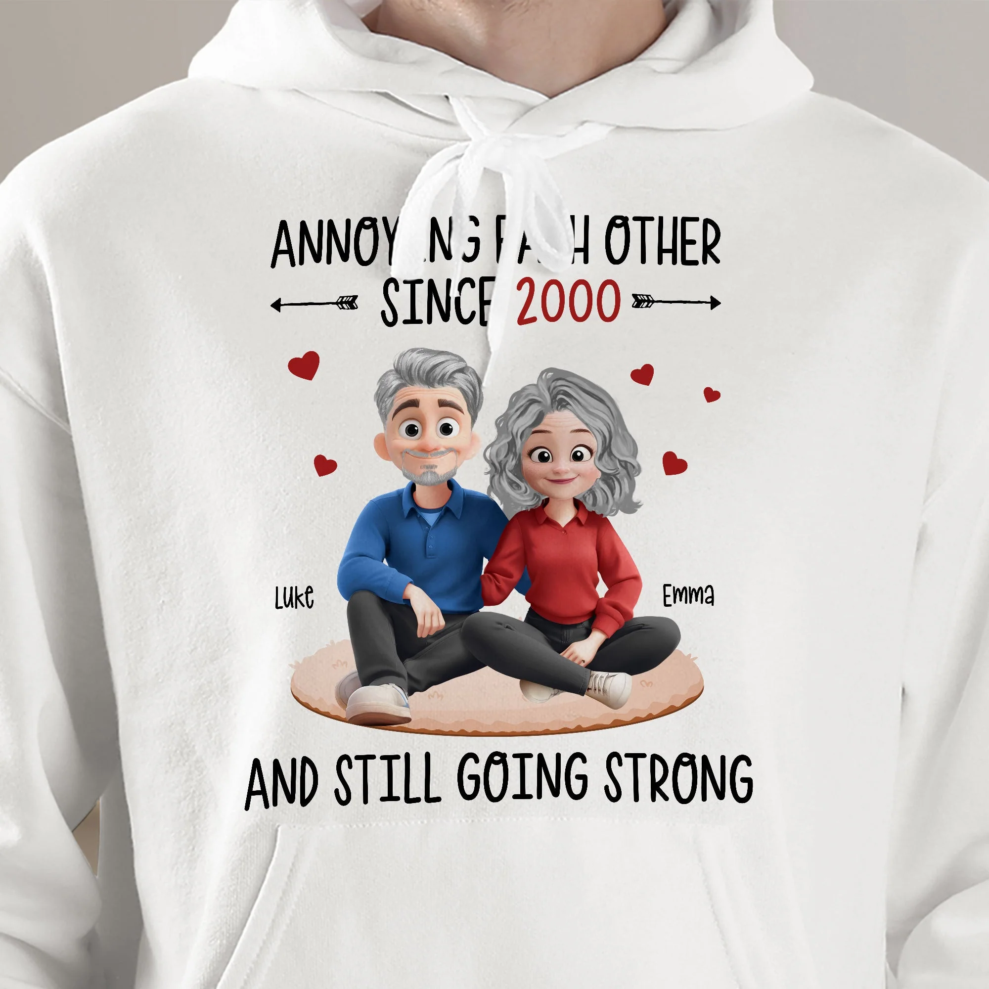 Funny Couple Cartoon Classic Tee, playful love design for partners, perfect as a thoughtful gift and everyday wear - Image 4