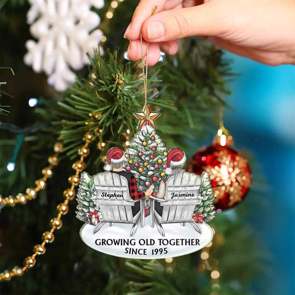 Personalized Acrylic Ornament of Couple Holding Hands under Christmas Tree, Timeless Holiday Gift of Love - Image 5